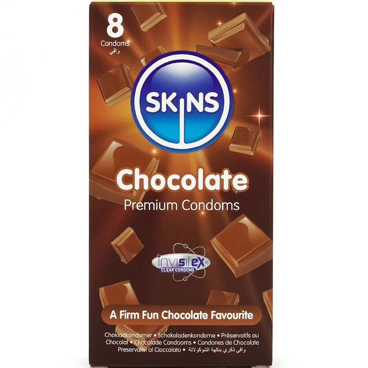 SKINS - PRESERVATIVOS CHOCOLATE PREMIUM PACOTE 8 1