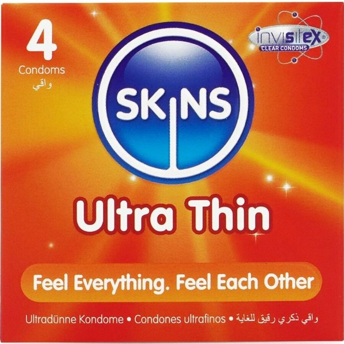 SKINS - PRESERVATIVOS ULTRA FINOS PREMIUM PACOTE COM 4 1