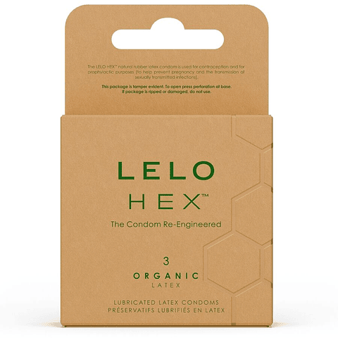 LELO - CAIXA DE PRESERVATIVOS ORGÂNICOS HEX 3 UNIDADES