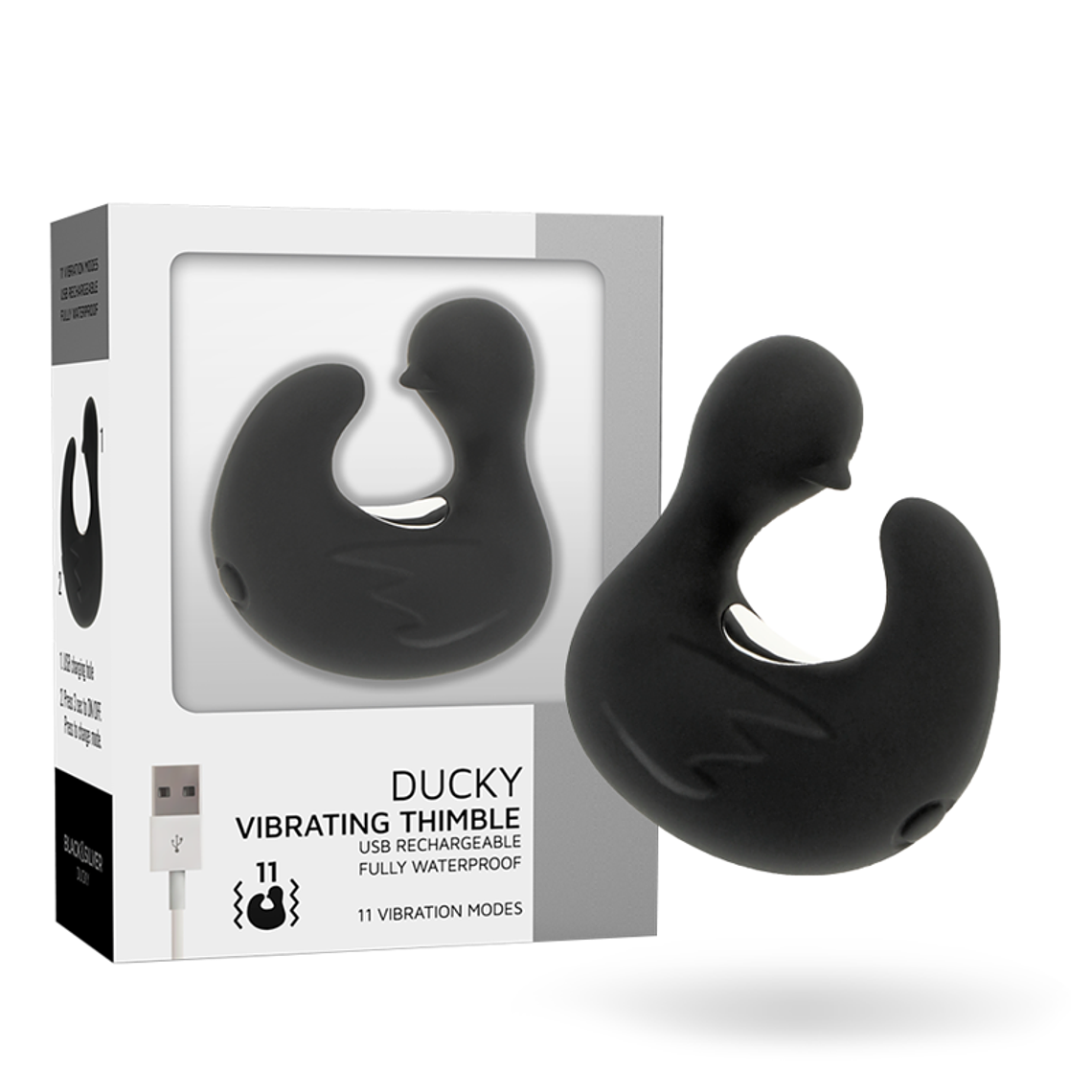 BLACK&SILVER - DEDAL DE PATO ESTIMULANTE DE SILICONE RECARREGÁVEL DUCKYMANIA 1