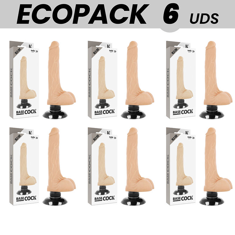 ECOPACK 6 UNIT - BASECOCK VIBRADOR REALÍSTICO 2-1 NATURAL 18.5 CM -O- 4 CM 1