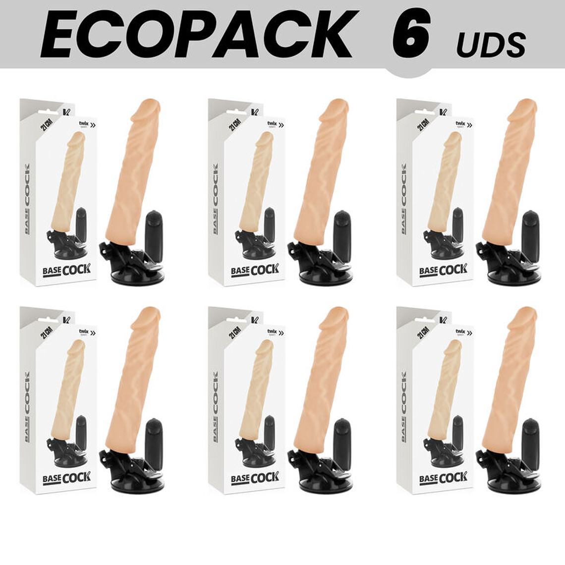 ECOPACK 6 UNIT - BASECOCK VIBRADOR REALÍSTICO CONTROLE REMOTO NATURAL 21 CM -O- 4 CM 1