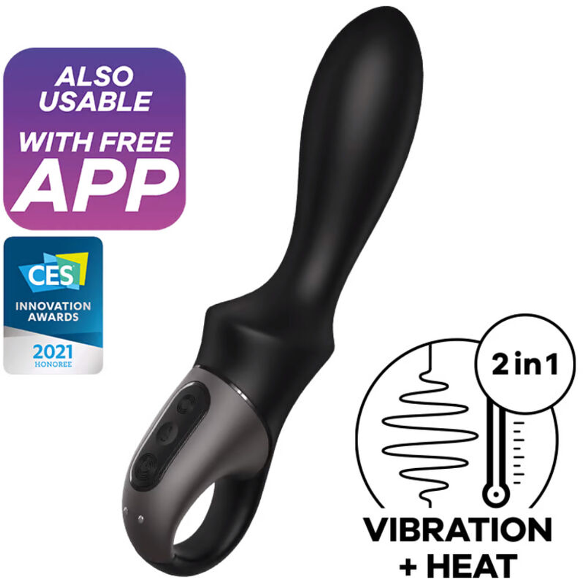 SATISFYER - APLICATIVO VIBRADOR ANAL HEAT CLIMAX PRETO 1
