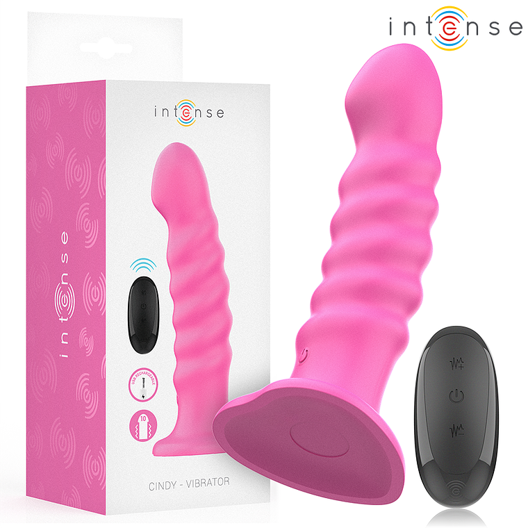 INTENSE - VIBRADOR CINDY TAMANHO L DESIGN ESPIRAL 10 VIBRAÇÕES ROSA CONTROLE REMOTO 1