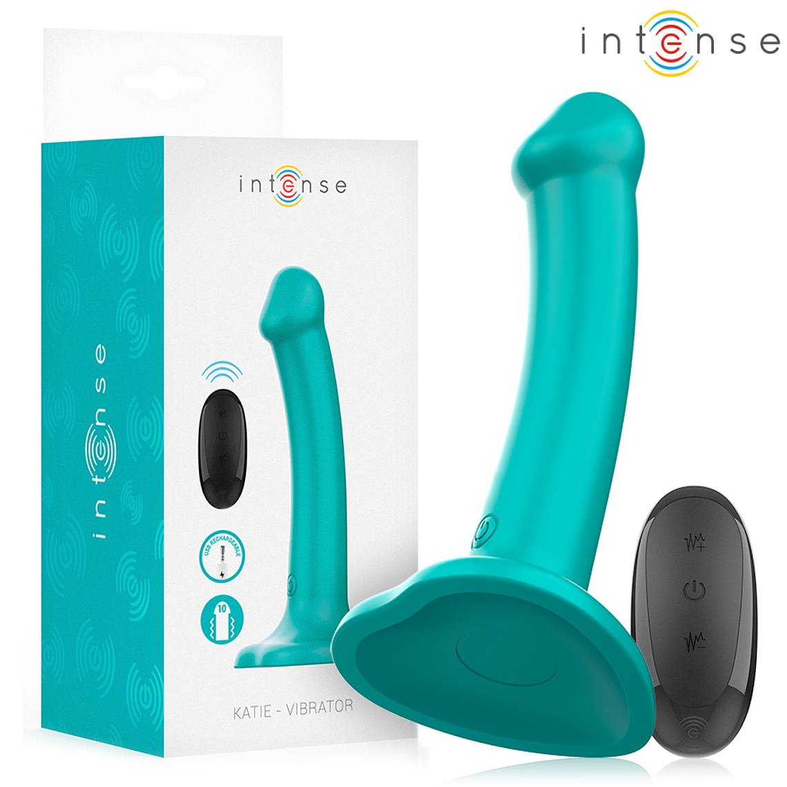 INTENSE - VIBRADOR KATIE COM VENTOSA 10 VIBRAÇÕES CONTROLE REMOTO AZUL 1