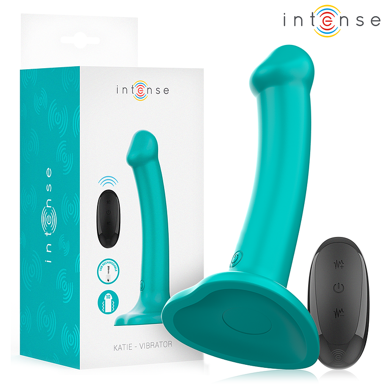 INTENSE - VIBRADOR KATIE COM VENTOSA 10 VIBRAÇÕES CONTROLE REMOTO AZUL 1
