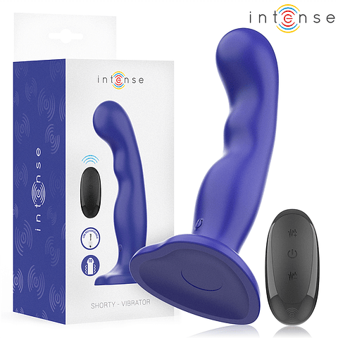 INTENSE - VIBRADOR SHORTY COM VENTOSA AZUL CONTROLE REMOTO