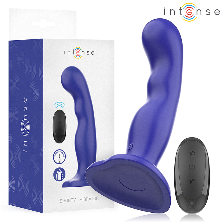 INTENSE - VIBRADOR SHORTY COM VENTOSA AZUL CONTROLE REMOTO 1