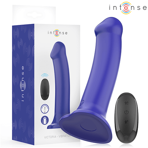 INTENSE - VIBRADOR VICTORIA COM VENTOSA 10 VIBRAÇÕES AZUL ESCURO CONTROLE REMOTO