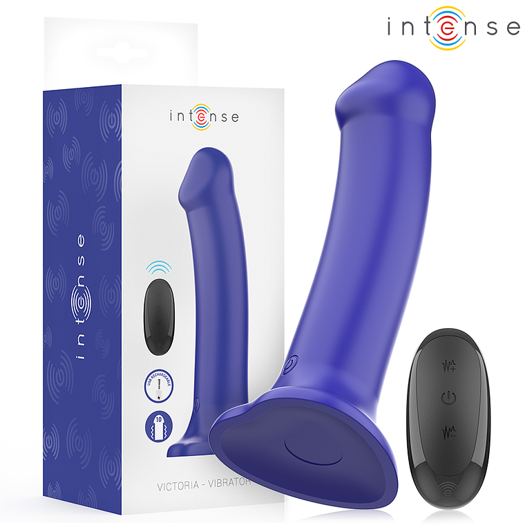 INTENSE - VIBRADOR VICTORIA COM VENTOSA 10 VIBRAÇÕES AZUL ESCURO CONTROLE REMOTO 1