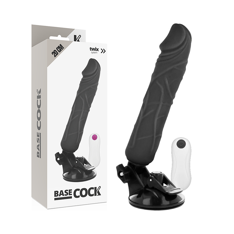BASECOCK - VIBRADOR DE CONTROLE REMOTO REALÍSTICO PRETO 20 CM -O- 4 CM 1