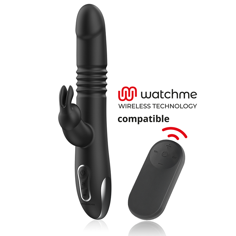 BLACK&SILVER - KENJI VIBRADOR RABBIT UP & DOWN + CONTROLO REMOTO WATCHME 1