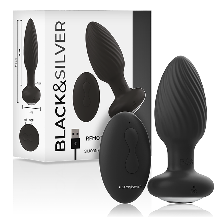 BLACK&SILVER - PLUG DE POÇOS SILICONE ANAL ROTATOR CONTROLE REMOTO 1