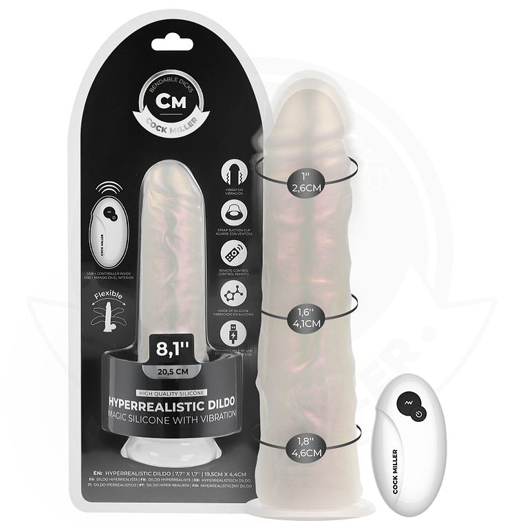 COCK MILLER - DILDO COM VENTOSA, LUZES E VIBRAÇÃO COM CONTROLE REMOTO BRANCO 20,5 CM 1