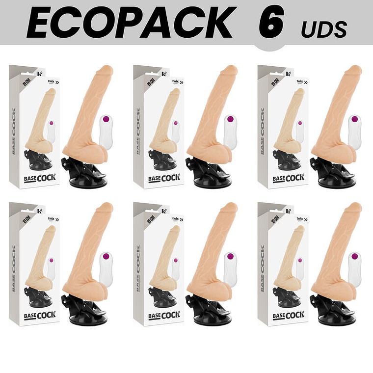 ECOPACK 6 UNIT - BASECOCK VIBRADOR DE CONTROLE REMOTO NATURAL REALISTA 19 CM -O- 4 CM 1