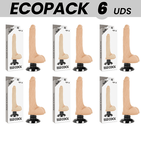 ECOPACK 6 UNIT - BASECOCK VIBRADOR REALÍSTICO 2-1 NATURAL 18.5 CM -O- 4 CM