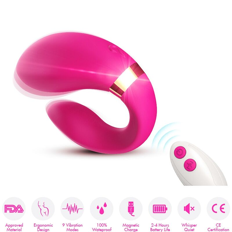 ARMONY - VIBRADOR CRESCENTE PARA CASAIS CONTROLE REMOTO FÚCSIA 1