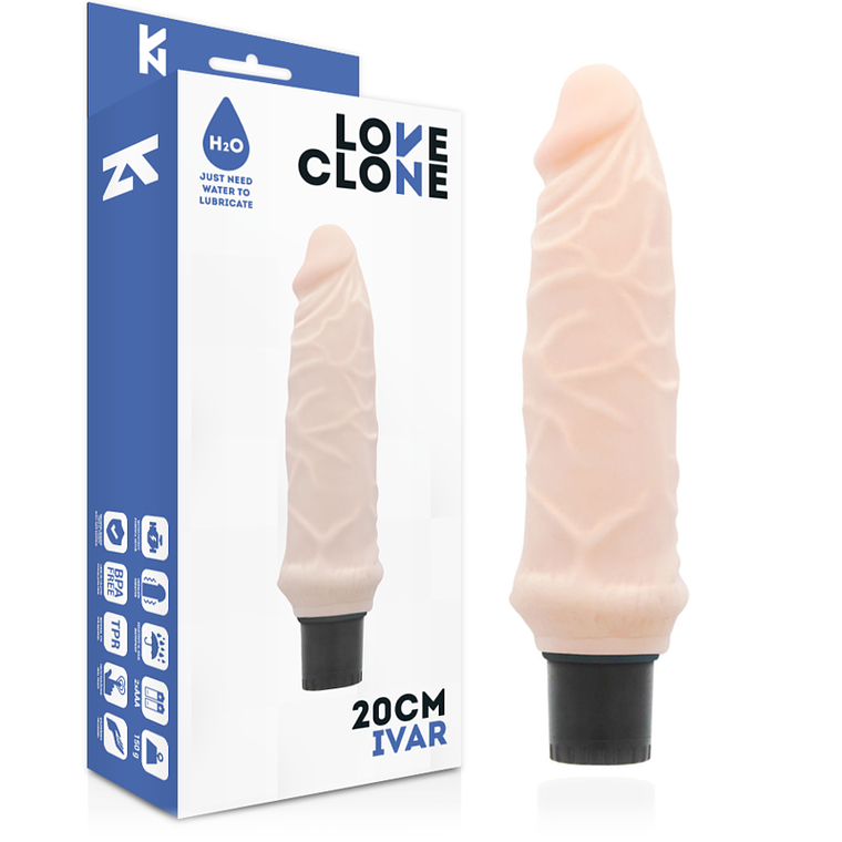 LOVECLONE - VIBRADOR AUTO LUBRIFICANTE IVAR 20 CM -O- 3.7 CM 1
