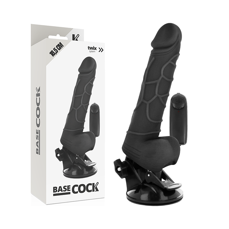 BASECOCK - CONTROLE REMOTO VIBRADOR REALÍSTICO PRETO 18.5 CM -O- 4CM 1