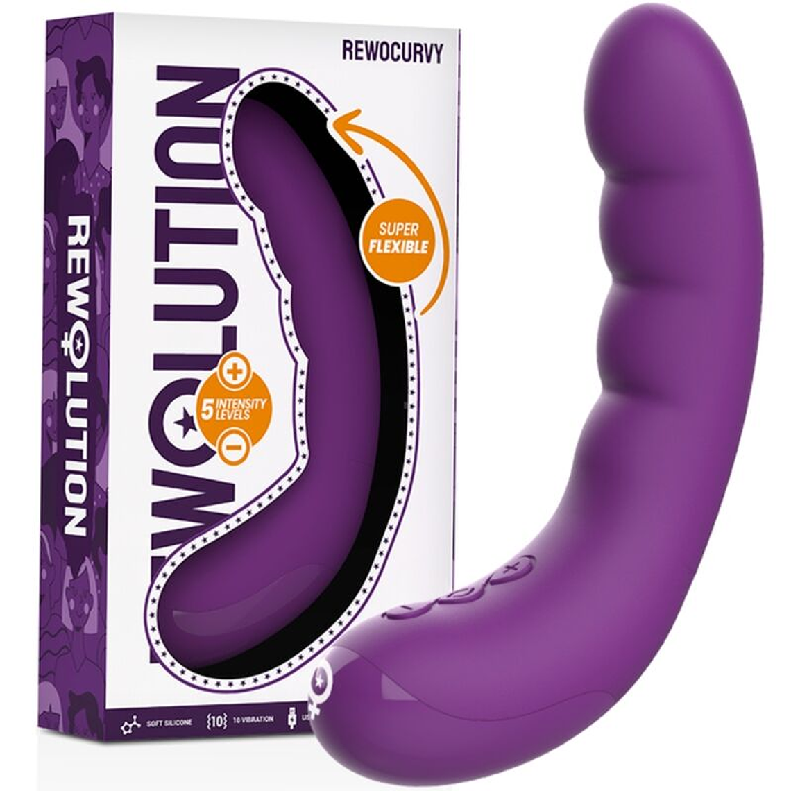 REWOLUTION - VIBRADOR FLEXÍVEL RECARREGVEL REWOCURVY 1
