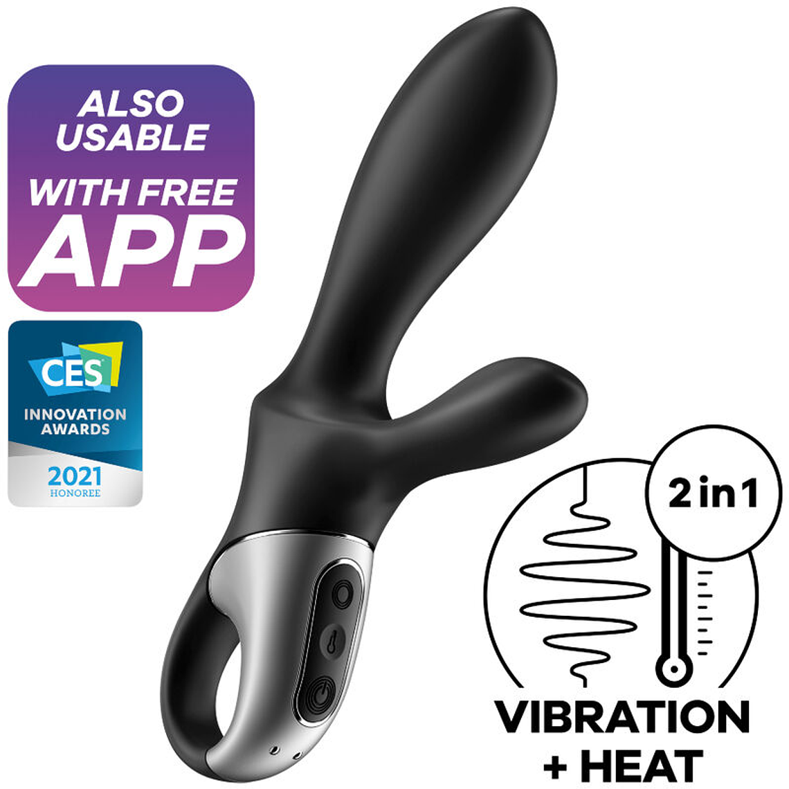 SATISFYER - HEAT CLIMAX+ APP VIBRADOR ANAL PRETO 1