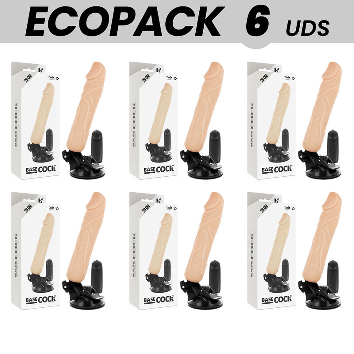 ECOPACK 6 UNIT - BASECOCK VIBRADOR DE CONTROLE REMOTO NATURAL REALISTA 20 CM -O- 4 CM 1