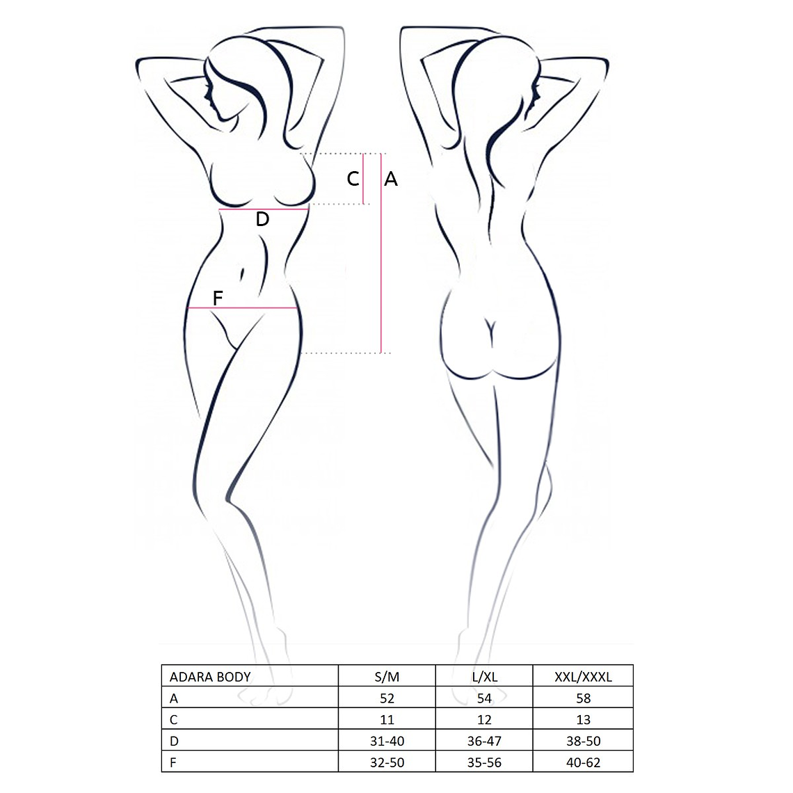 BODY ADARA PRETO PASSION - 44-46 XXL/3XL 2