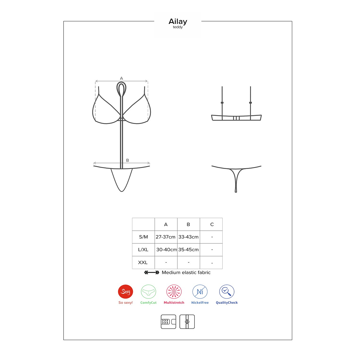 BODY AILAY OBSESSIVE PRETO - 40-42 L/XL 5