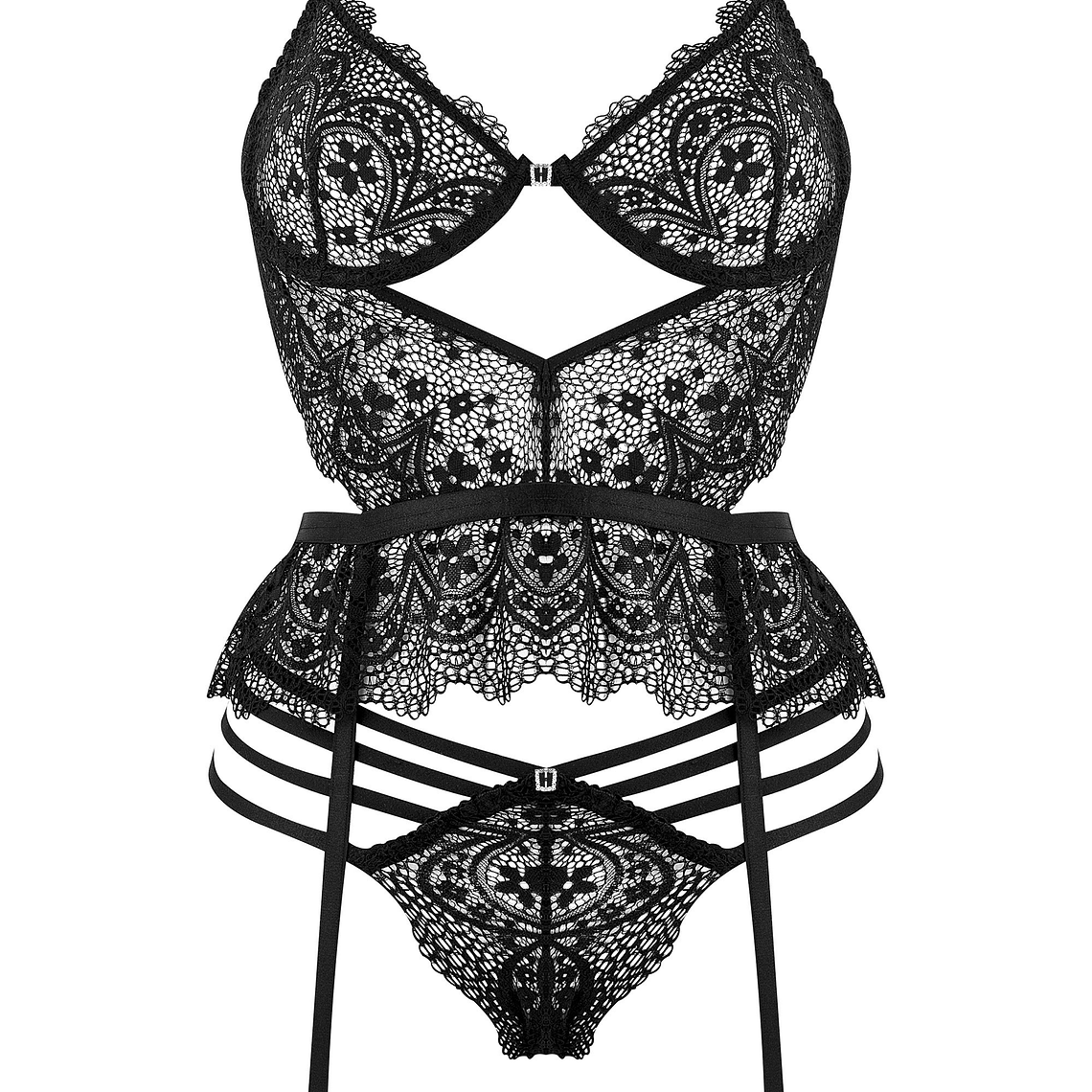 CORPETE E TANGA LACE TEMPTATION PRETO BEAUTY NIGHT FASHION - 40-42 L/XL 6