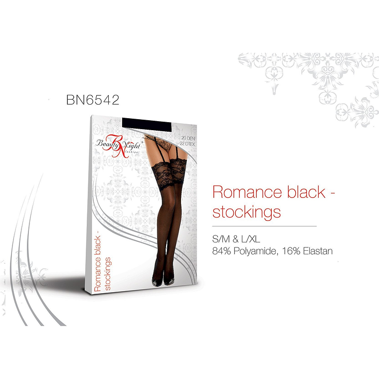 MEIAS DE LIGAS ROMANCE PRETO BEAUTY NIGHT FASHION - 36-38 S/M 3