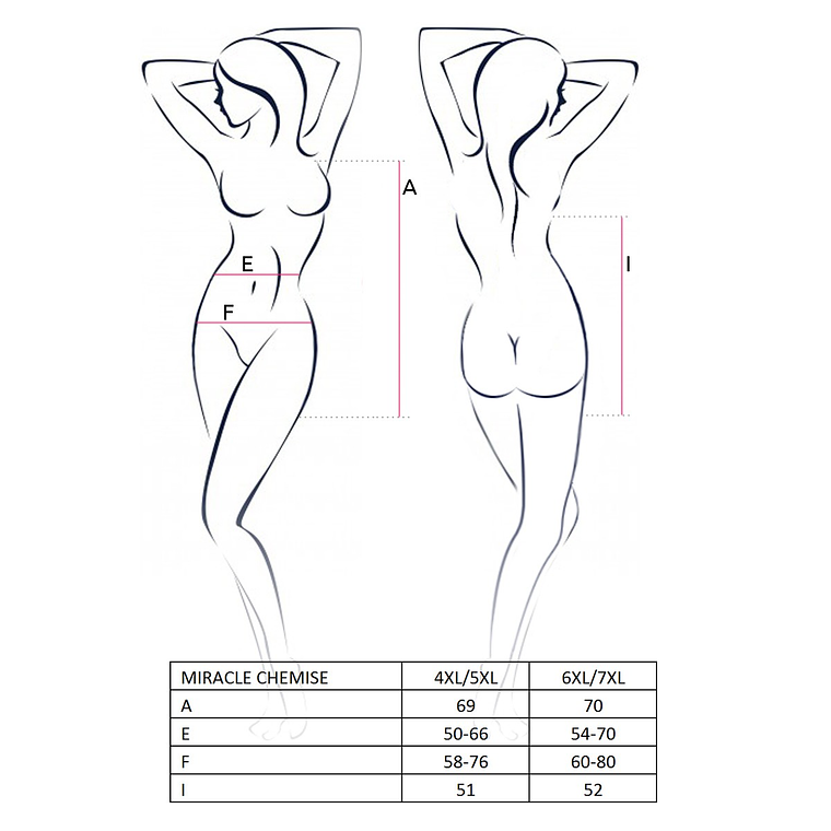 CAMISA DE NOITE E TANGA MIRACLE ROSA PASSION - 48-50 4XL/5XL 2