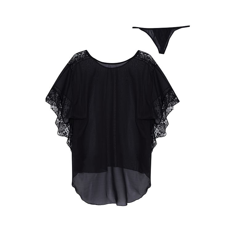 CAMISA DE NOITE E TANGA POPPY PRETO BEAUTY NIGHT FASHION - 36-40 S/L 8