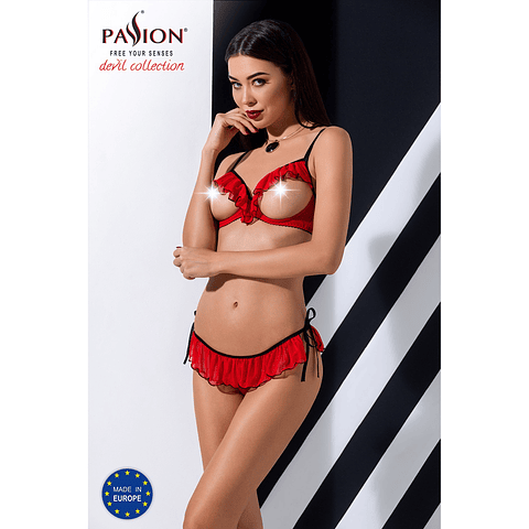 CONJUNTO DE 2 PEÇAS CHERRY VERMELHO DEVIL COLLECTION PASSION - 36-38 S/M