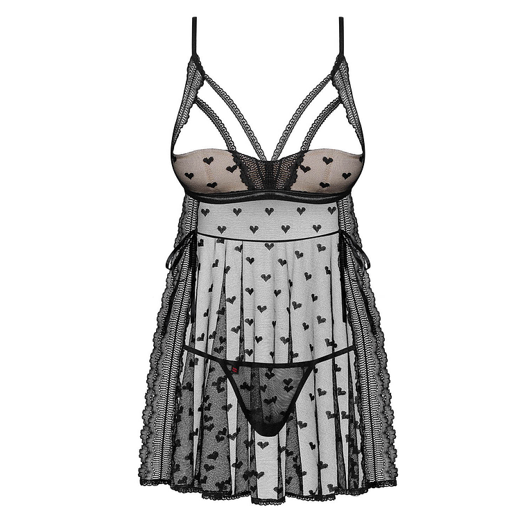 CAMISA DE NOITE E TANGA HEARTIA OBSESSIVE PRETA - 40-42 L/XL 3