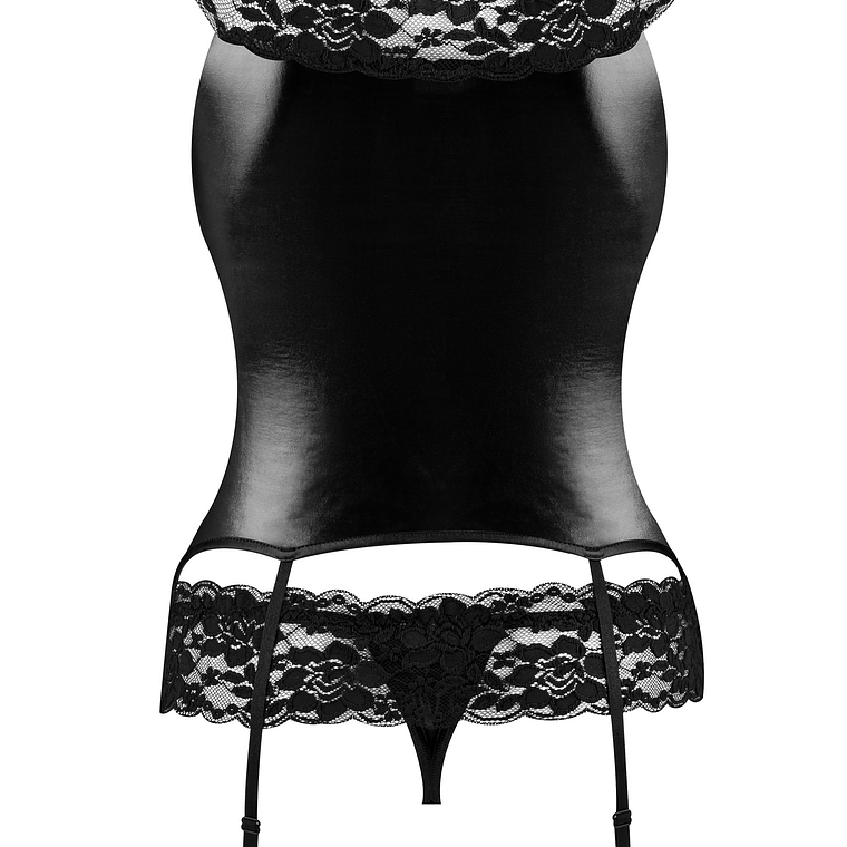 CORPETE E TANGA RAVEN SET PRETO BEAUTY NIGHT FASHION - 36-38 S/M 2