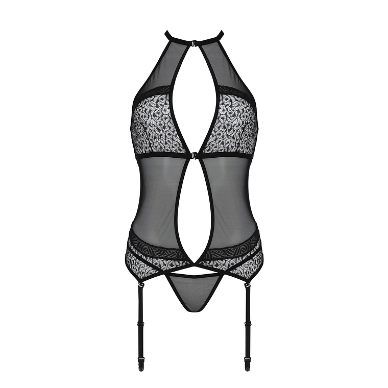 CORPETE E TANGA SATARA PRETO EROTIC LINE PASSION - 44-46 XXL/3XL 3