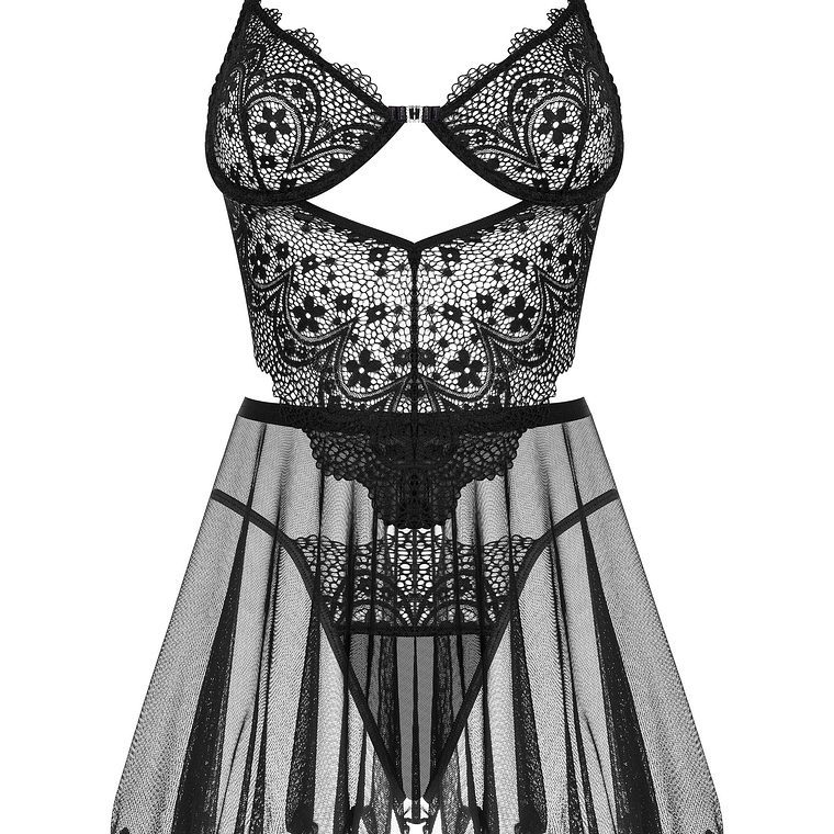 CAMISA DE NOITE E TANGA DARK MIRAGE PRETA BEAUTY NIGHT FASHION - 44-46 XXL/3XL 6