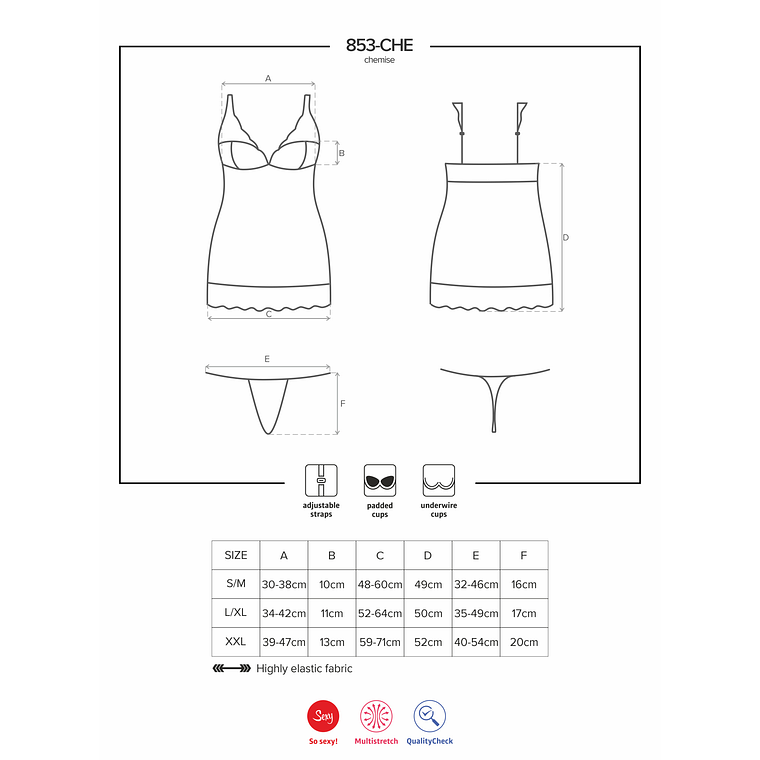 CAMISA DE NOITE E TANGA 853-CHE OBSESSIVE VERMELHA - 40-42 L/XL 7