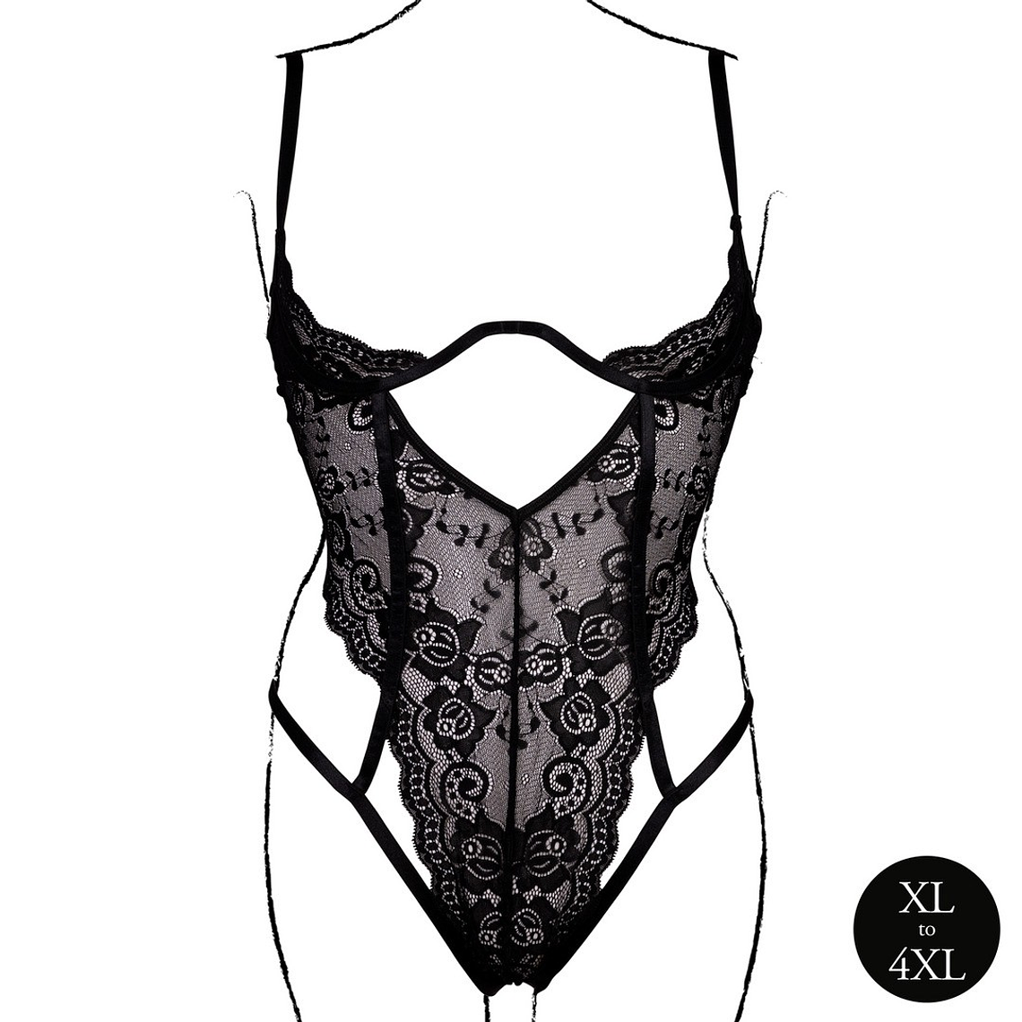 BODY LACE UNDERWIRED PRETO TAMANHO QUEEN LE DÉSIR - 42 XL 5