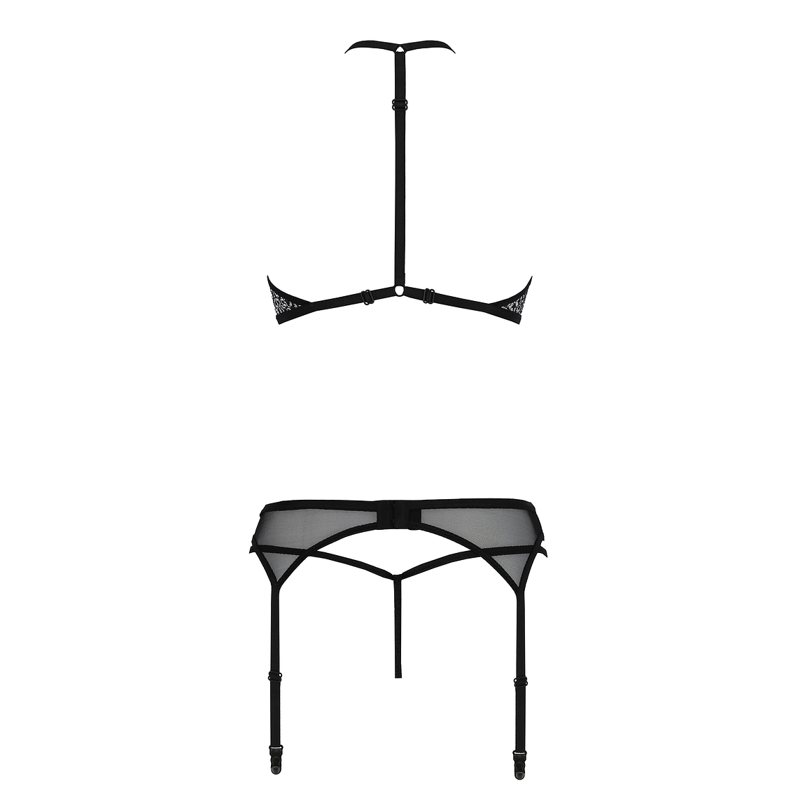 CONJUNTO DE 3 PEÇAS SATARA PRETO EROTIC LINE PASSION  - 36-38 S/M 4