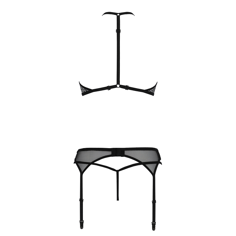 CONJUNTO DE 3 PEÇAS SATARA PRETO EROTIC LINE PASSION  - 36-38 S/M 4