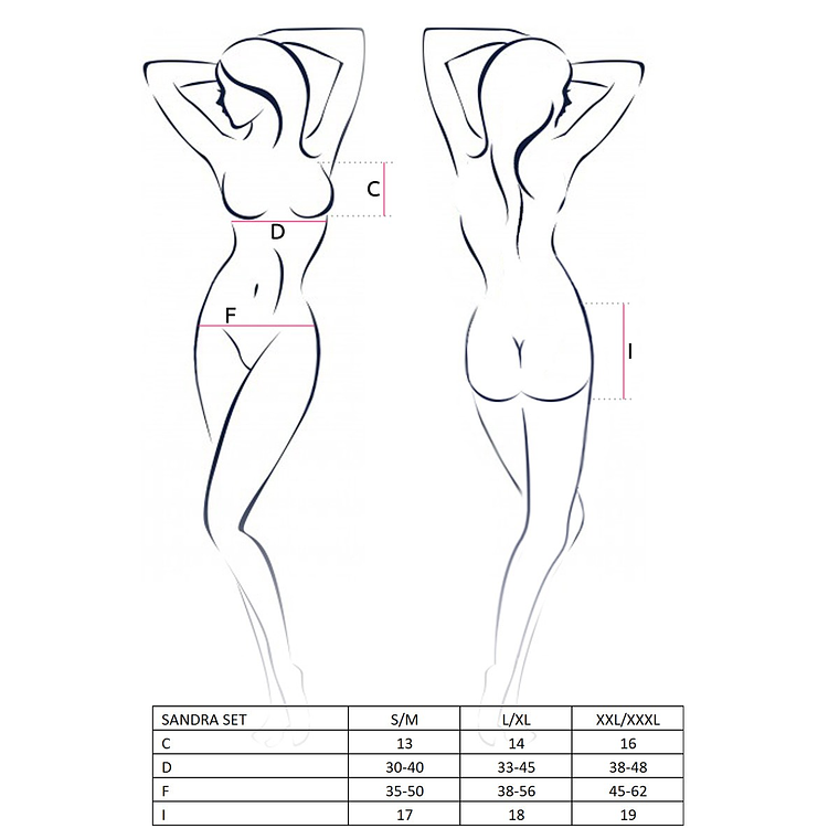 CONJUNTO DE 3 PEÇAS SANDRA VERMELHO EROTIC LINE PASSION - 40-42 L/XL 3