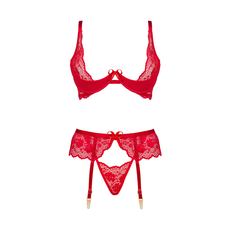 CONJUNTO DE 3 PEÇAS ROSE VERMELHO BEAUTY NIGHT FASHION - 40-42 L/XL 13