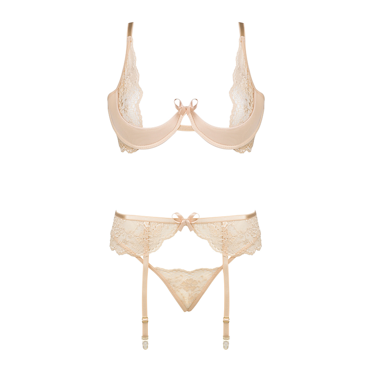 CONJUNTO DE 3 PEÇAS ROSE NUDE BEAUTY NIGHT FASHION - 40-42 L/XL 12