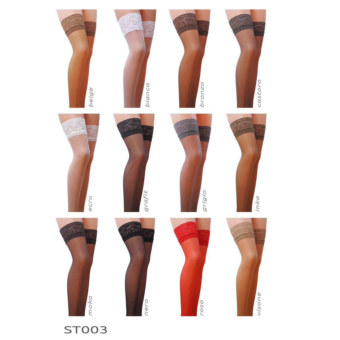 MEIAS DE LIGAS ST003 CREME (17 DEN) PASSION - 3/4 3