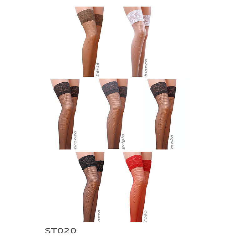 MEIAS DE LIGAS ST020 BEGE (FISHNET) PASSION - 1/2 3