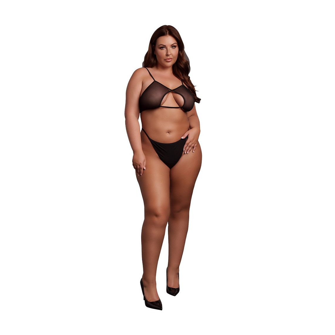 SUTIÃ KEYHOLE MESH PRETO TAMANHO QUEEN LE DÉSIR - 42 XL 1