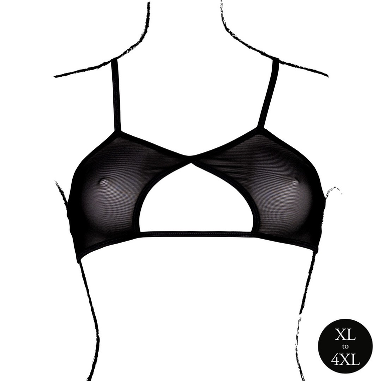 SUTIÃ KEYHOLE MESH PRETO TAMANHO QUEEN LE DÉSIR - 42 XL 5
