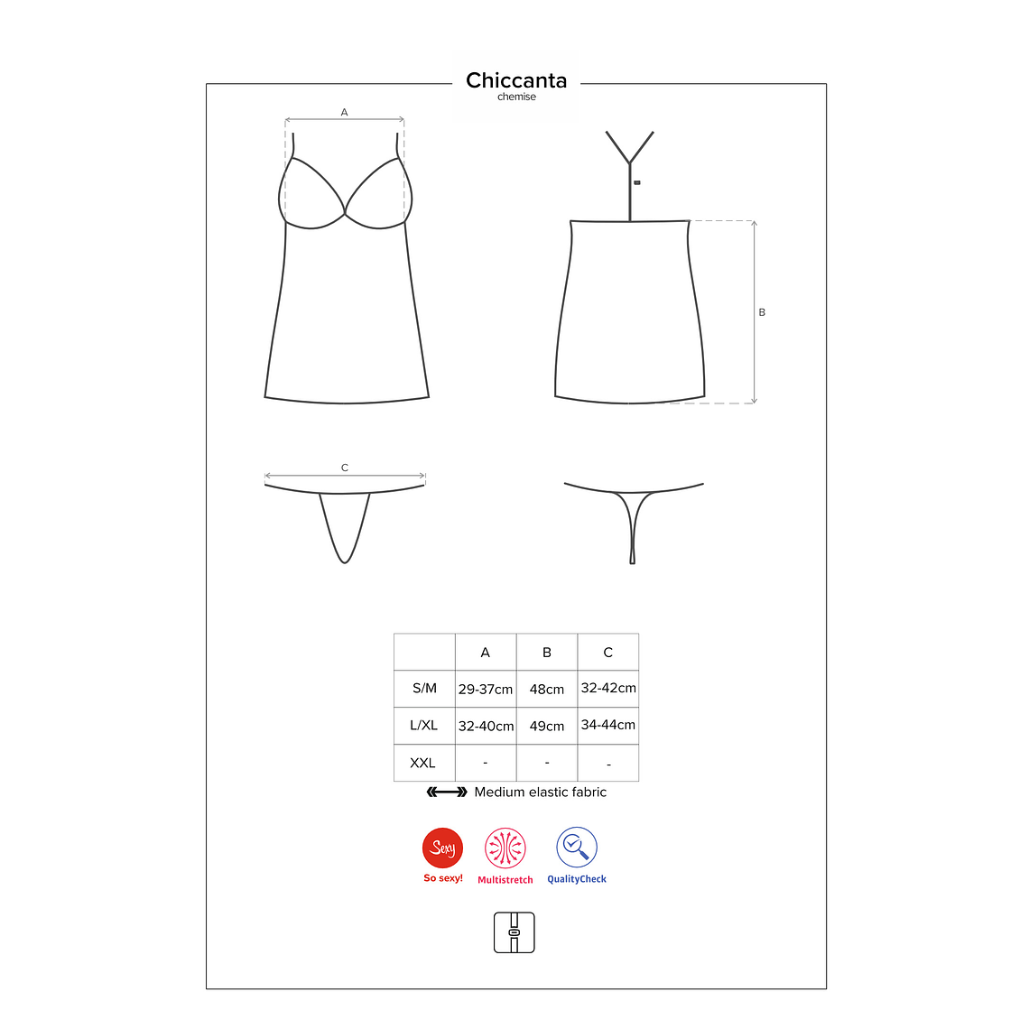 CAMISA DE NOITE E TANGA CHICCANTA OBSESSIVE PRETA - 36-38 S/M 7