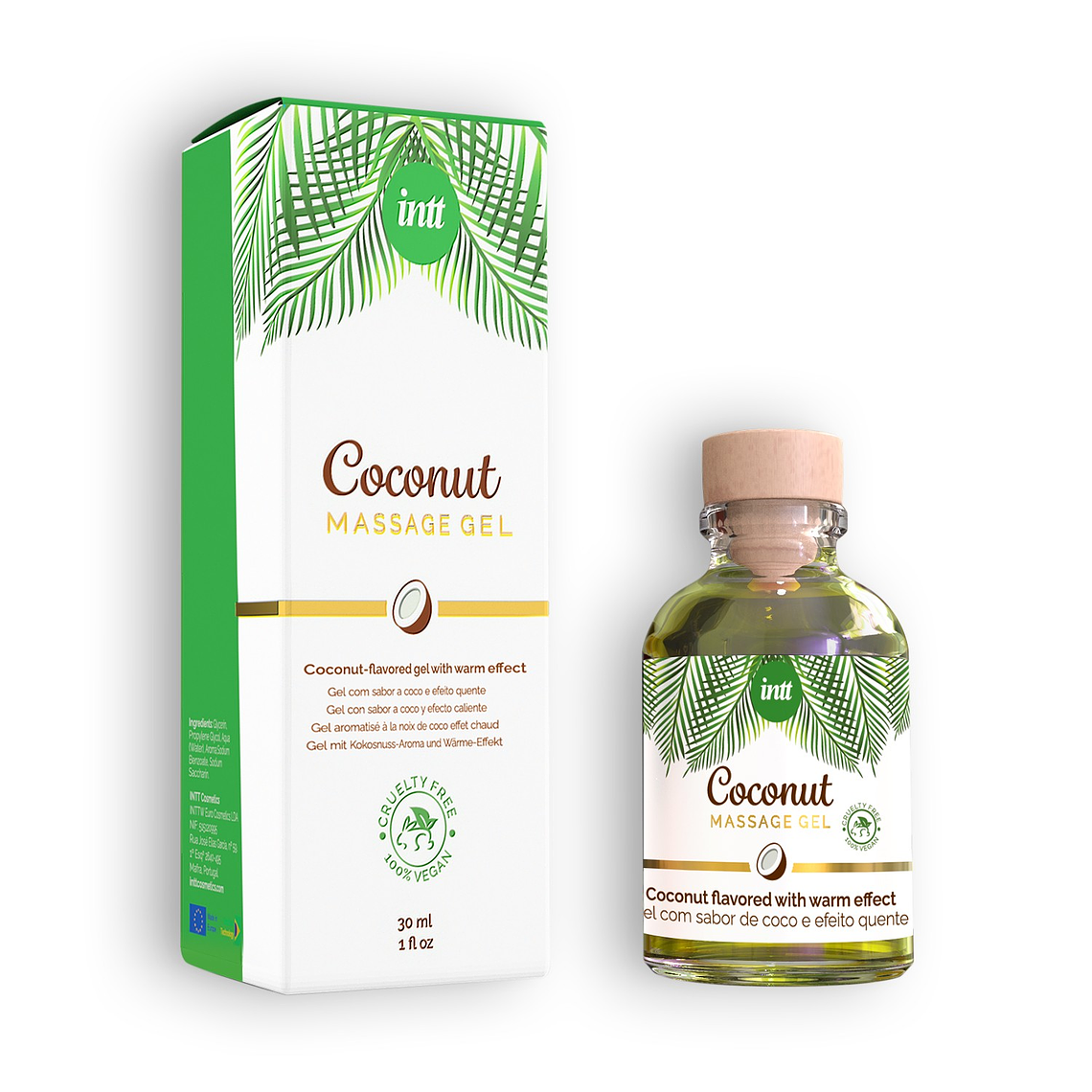 GEL DE MASSAGEM VEGAN COM SABOR A COCO INTT 30ML 1